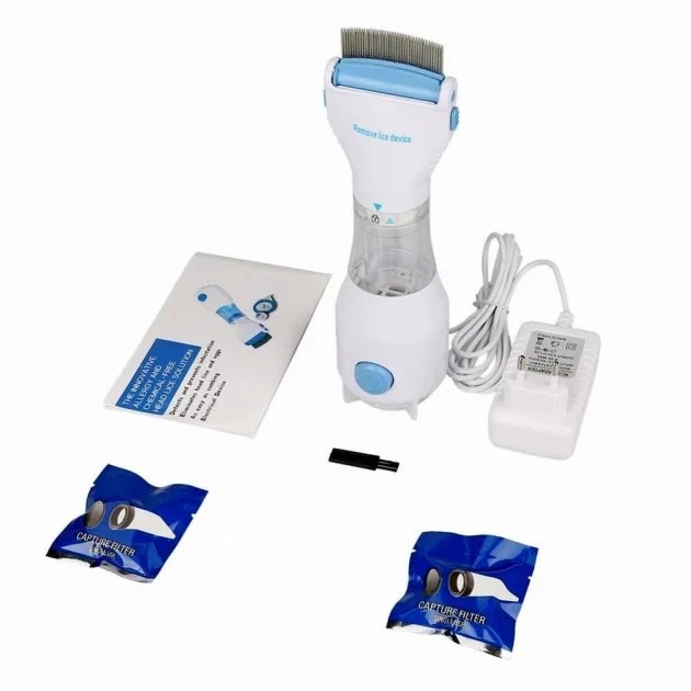 Гребінець антиблошиний для видалення вошей, бліх і гнід V-Comb Licetec Пристрій - розчіска від вошей електричний з насадкою з нержавіючої сталі - мініатюра 4