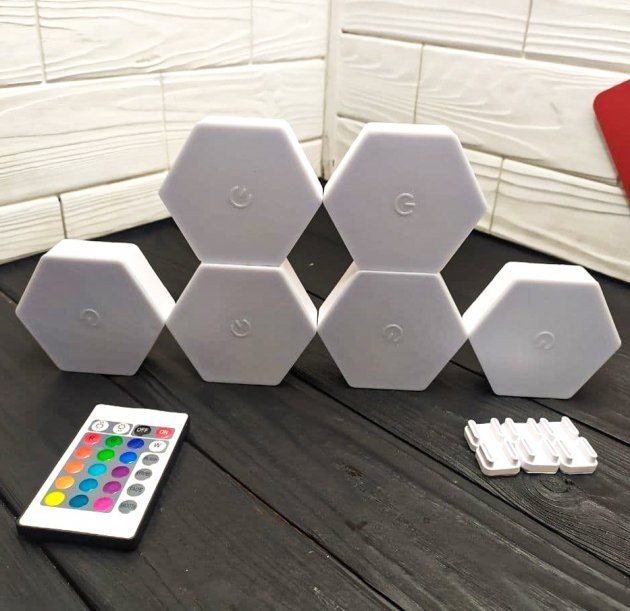 Модульна настінна лампа кольорова з пультом 6 шт - мініатюра 5