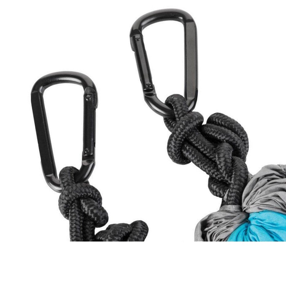 Гамак туристичний парашутний з карабінами для кемпінгу 140 х 280 см - мініатюра 3