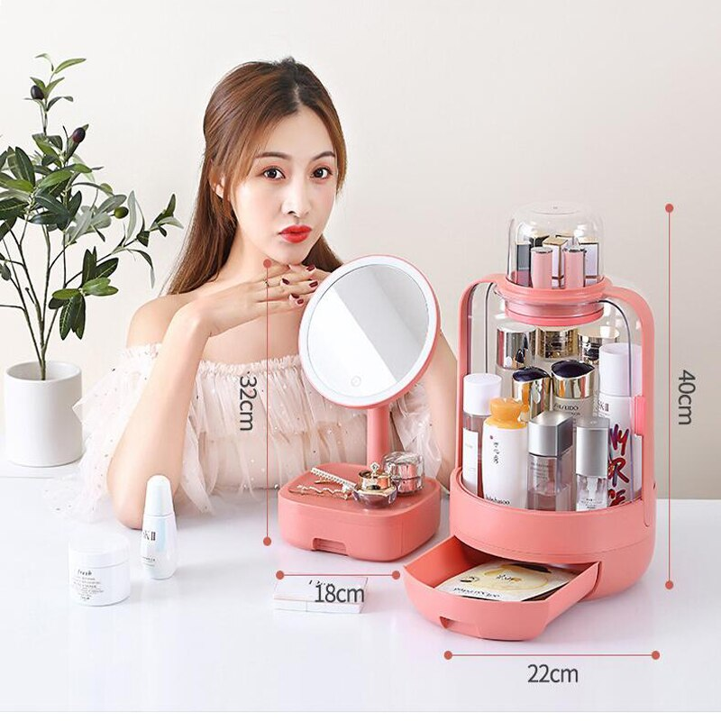 Набір для макіяжу 2в1 LED дзеркало та Органайзер для косметики - мініатюра 6