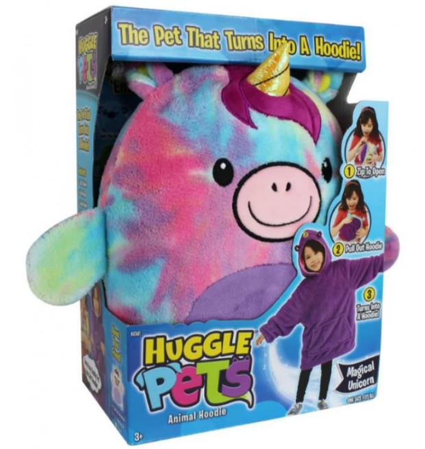 Дитяча толстовка – плед з рукавами Huggle Pets Hoodie для дітей 3 в 1 · Подушка + Іграшка + Худі · Універсальний розмір до 150 см