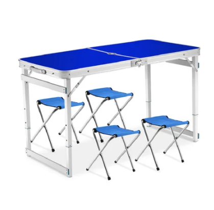 Стіл алюмінієвий Посилений з 4 стільцями складаний для пікніка - мініатюра 2