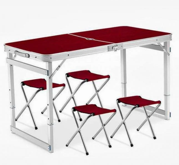 Стіл алюмінієвий Посилений з 4 стільцями складаний для пікніка - мініатюра 5