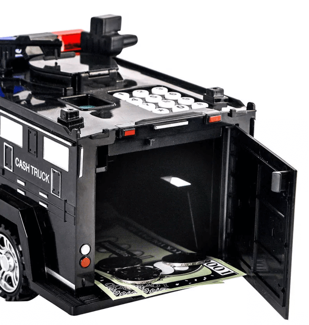 Дитячий сейф - скарбничка Поліцейська машина CASH TRUCK з кодовим замком та відбитком пальця - мініатюра 3