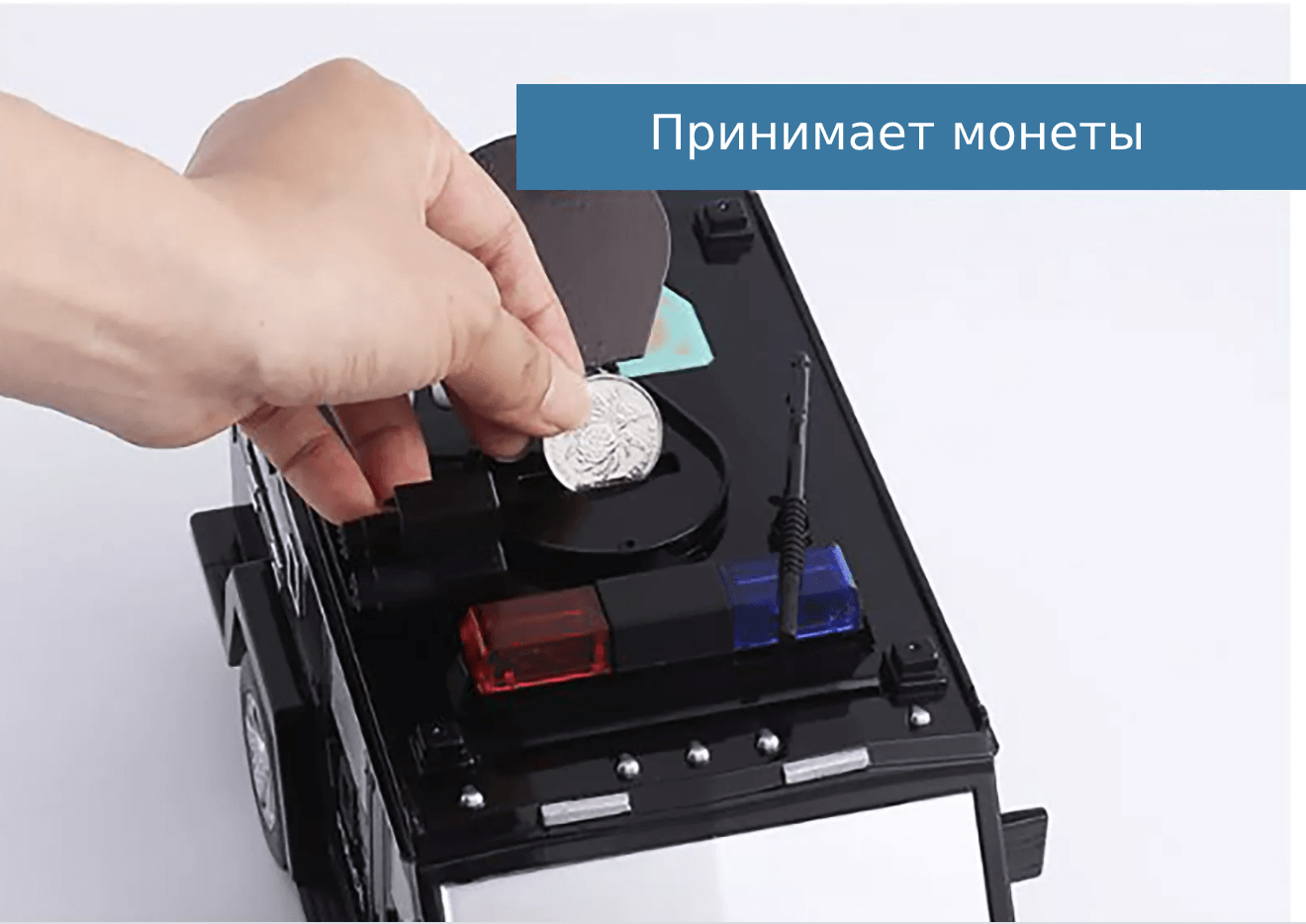 Дитячий сейф - скарбничка Поліцейська машина CASH TRUCK з кодовим замком та відбитком пальця - мініатюра 6