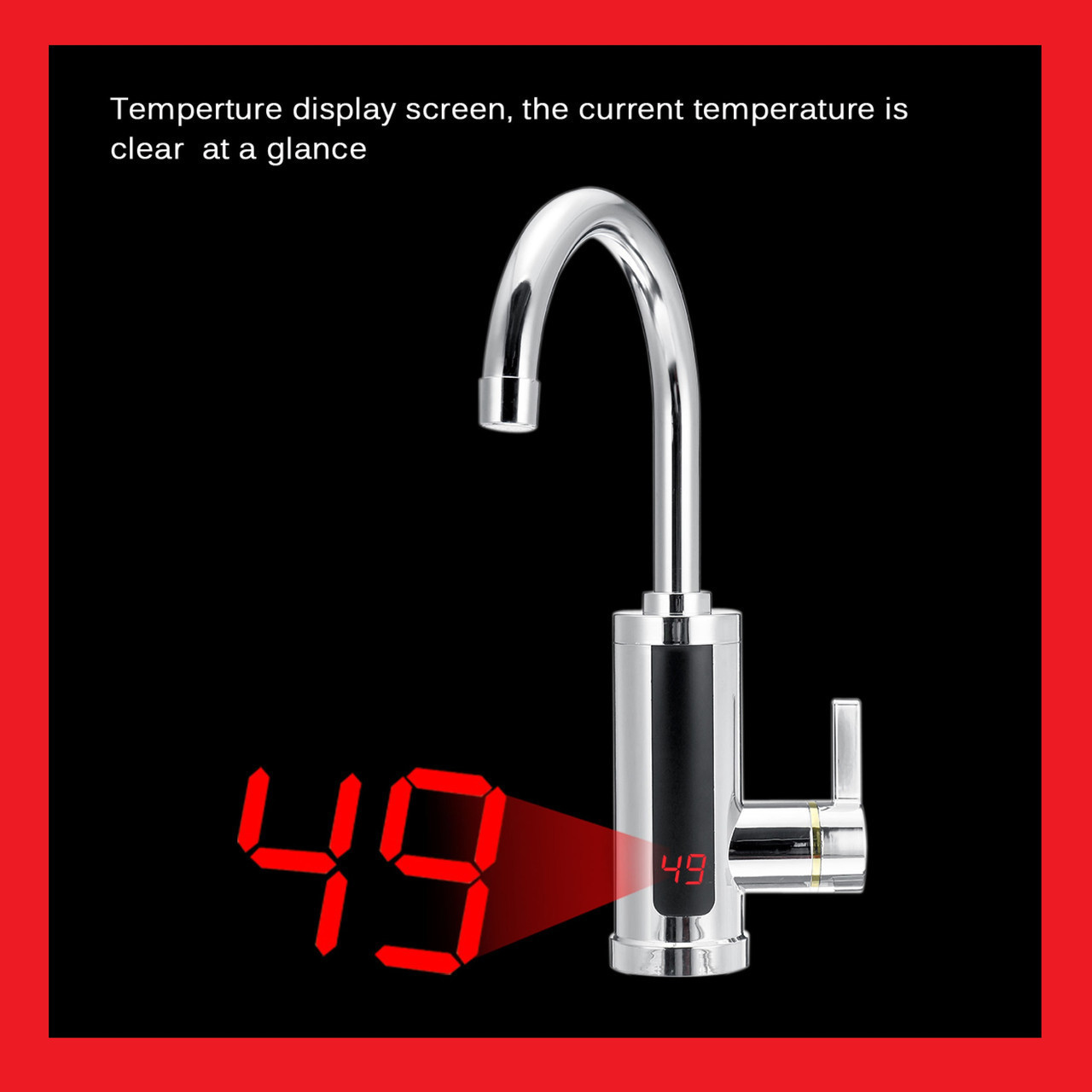 Проточний хромований водонагрівач Delimano RX-011 з дисплеєм - мініатюра 2