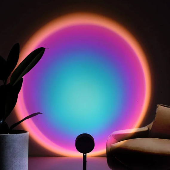 Лампа RGB Sunset Lamp з ефектом заходу сонця / світанку ∙ Проекційний USB світильник Rainbow Modern Bedroom - мініатюра 2