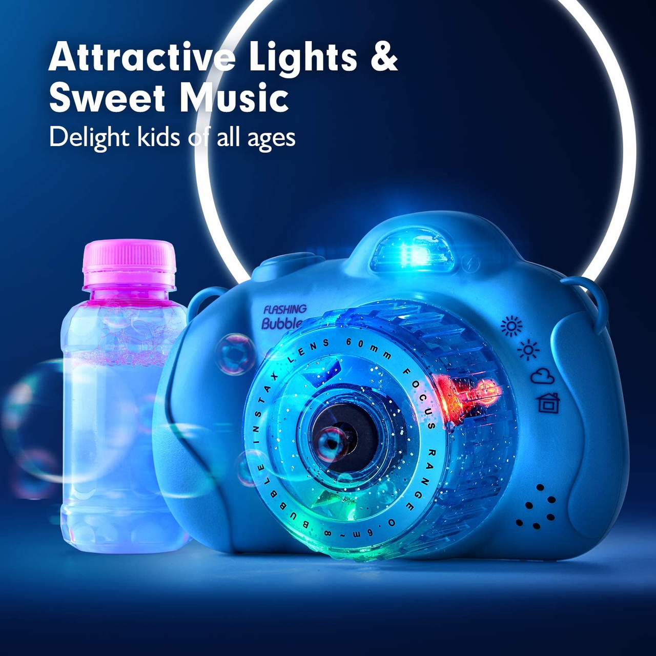 Фотоапарат для створення мильних бульбашок Bubble Camera ∙ Дитяча Баббл Камера - генератор бульбашок рожева/блакитна - мініатюра 2