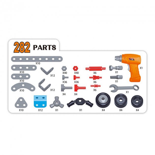 Дитячий гвинтовий металевий конструктор 12 в 1 скрепер із шуруповертом TU LE HUI Diy Models 282 елемента - мініатюра 9