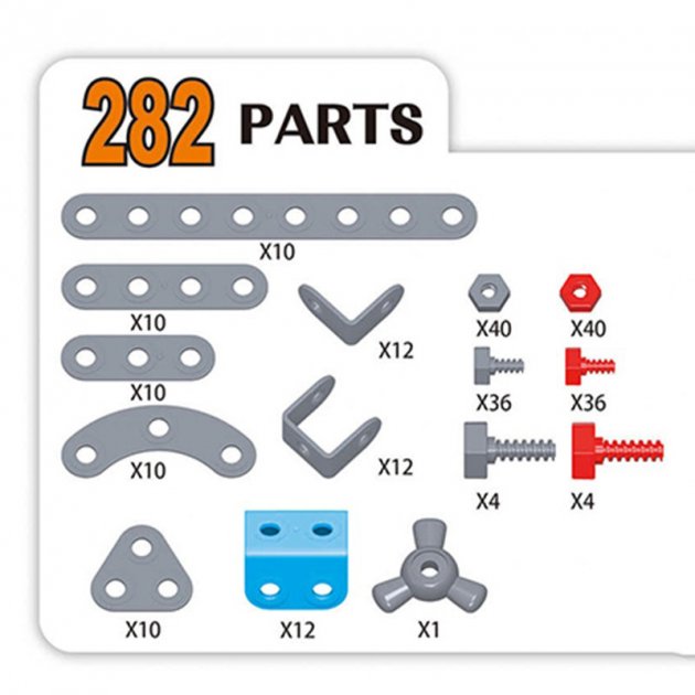 Дитячий гвинтовий металевий конструктор 12 в 1 скрепер із шуруповертом TU LE HUI Diy Models 282 елемента - мініатюра 10