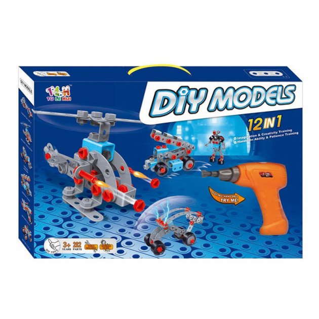 Дитячий гвинтовий металевий конструктор 12 в 1 скрепер із шуруповертом TU LE HUI Diy Models 282 елемента - мініатюра 11
