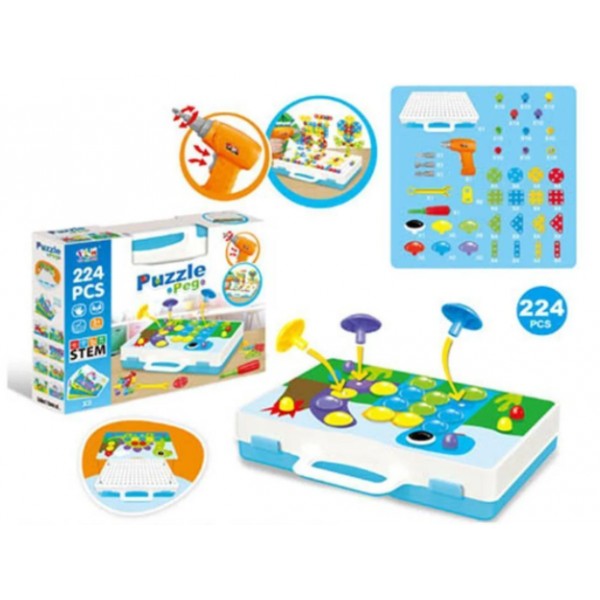 Розвиваючий конструктор з дрилем на 224 деталі Tu Le Hui "Puzzle Peg" у валізці TLH-29 - мініатюра 2