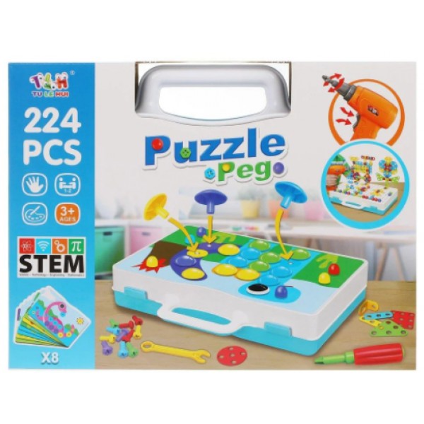 Розвиваючий конструктор з дрилем на 224 деталі Tu Le Hui "Puzzle Peg" у валізці TLH-29 - мініатюра 6