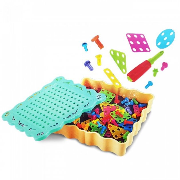 Конструктор – мозаїка Tu Le Hui "Diy Light Puzzle" гвинтовий з шуруповертом та LED підсвіткою, 200 деталей - мініатюра 3