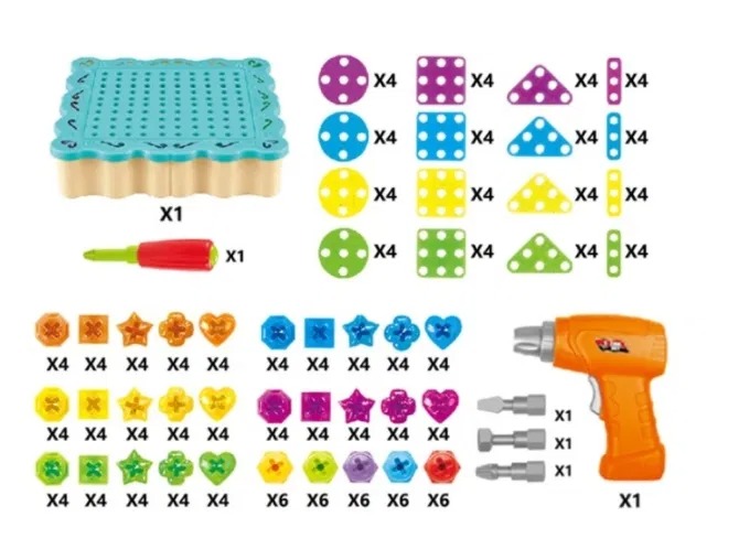 Конструктор – мозаїка Tu Le Hui "Diy Light Puzzle" гвинтовий з шуруповертом та LED підсвіткою, 200 деталей - мініатюра 6