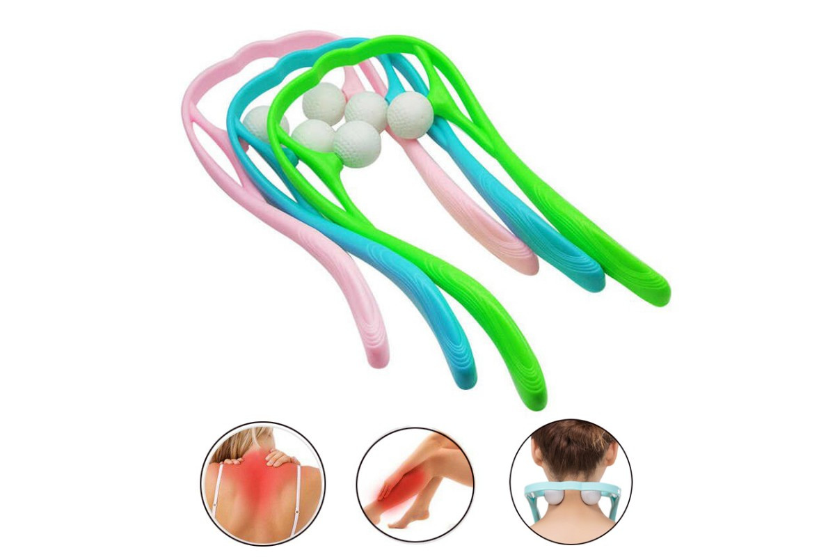 Ручний роликовий масажер для шиї Hexiang Neck Massager для зняття втоми та напруги - мініатюра 2