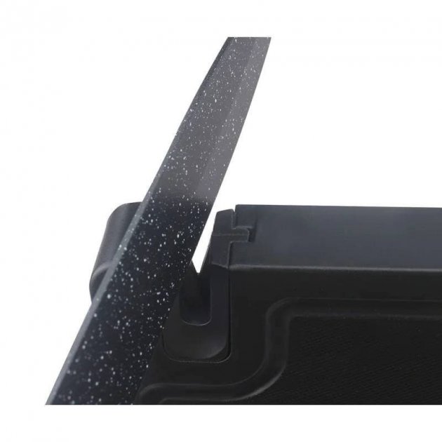 Стильний набір кухонних ножів на магнітній підставці з точилкою ∙ 6 предметів ∙ Кухонні ножі Чорні UNIQUE UN-1841 - мініатюра 4