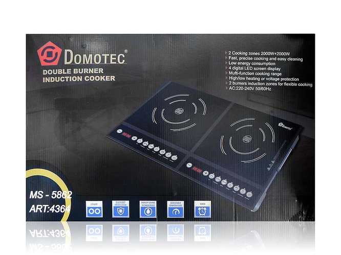 Індукційна двоконфоркова плита Domotec MS-5862 ∙ Електроплита на 2 конфорки 4000 Вт - мініатюра 3