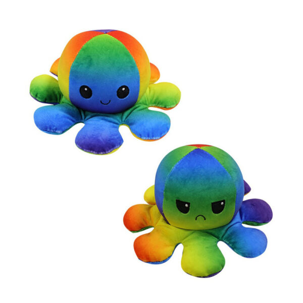 М'яка іграшка Восьминіжка – перевертень ∙ Двосторонній восьминіг веселий / сумний 2 в 1 ∙ 20 x 20 x 10 см - мініатюра 2