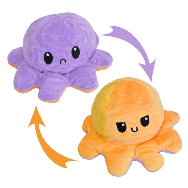 М'яка іграшка Восьминіжка – перевертень ∙ Двосторонній восьминіг веселий / сумний 2 в 1 ∙ 20 x 20 x 10 см - мініатюра 3