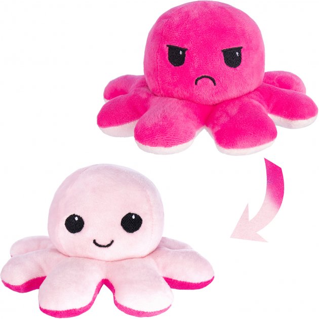 М'яка іграшка Восьминіжка – перевертень ∙ Двосторонній восьминіг веселий / сумний 2 в 1 ∙ 20 x 20 x 10 см - мініатюра 4