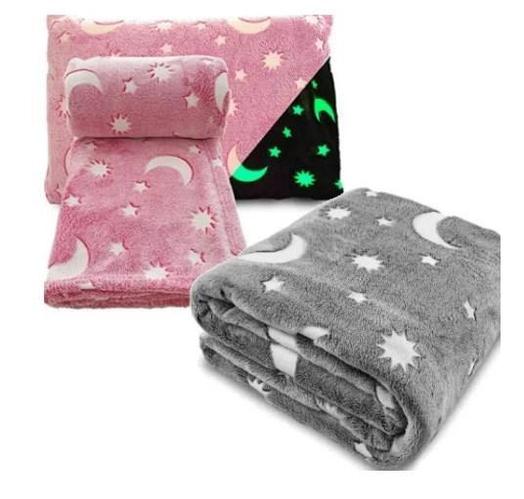 Дитячий плед, що світиться у темряві ∙ Люменісцентний неоновий плед – ковдра із зірками ∙ Покривало «день-ніч»