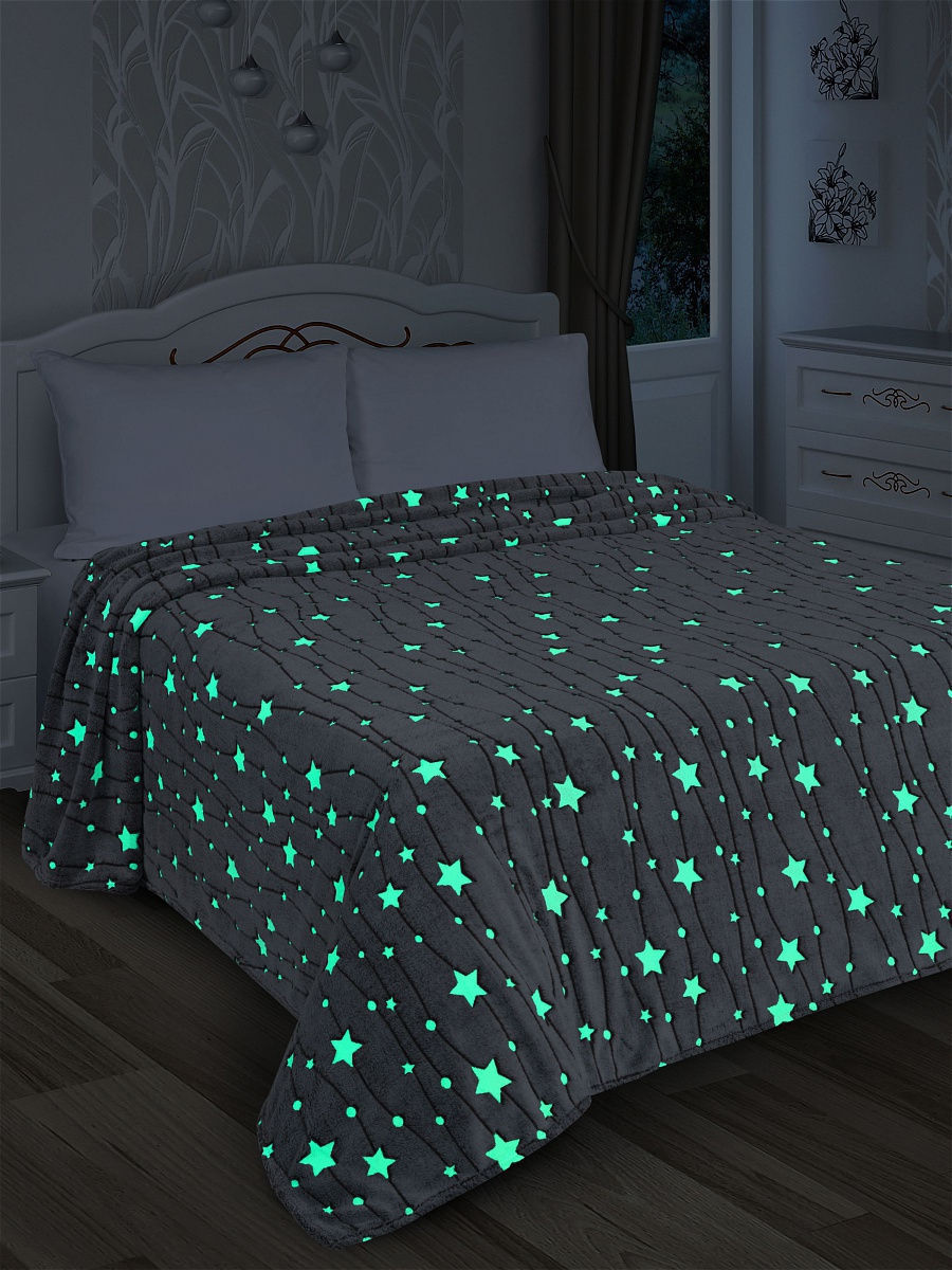 Дитячий плед, що світиться у темряві ∙ Люменісцентний неоновий плед – ковдра із зірками ∙ Покривало «день-ніч» - мініатюра 5