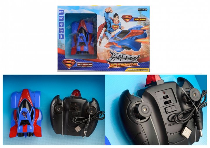 Антигравітаційна машинка на радіокеруванні Wall Climber Heroes 3299 ∙ Радіокерована дитяча машинка-Cупермен їздить по стінах та стелі ∙ Пульт ДК ∙ USB зарядка - мініатюра 4