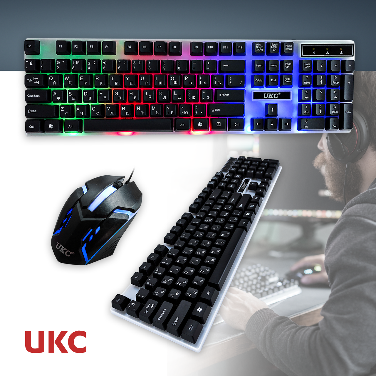 Ігровий комплект Геймерська клавіатура з RGB підсвіткою + Миша COMBO GAMER K01 - мініатюра 4
