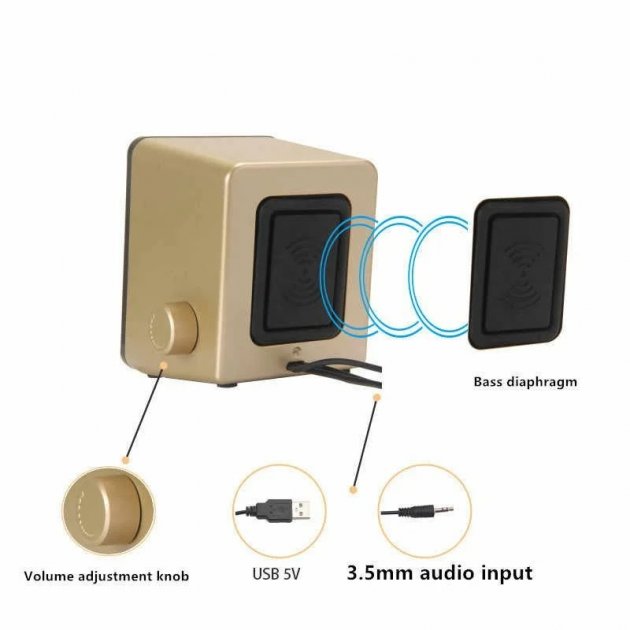 Компактні USB колонки для комп'ютера, ноутбука SPEAKER FT-280 2.0 ∙ Портативна акустика 2х3W - мініатюра 4