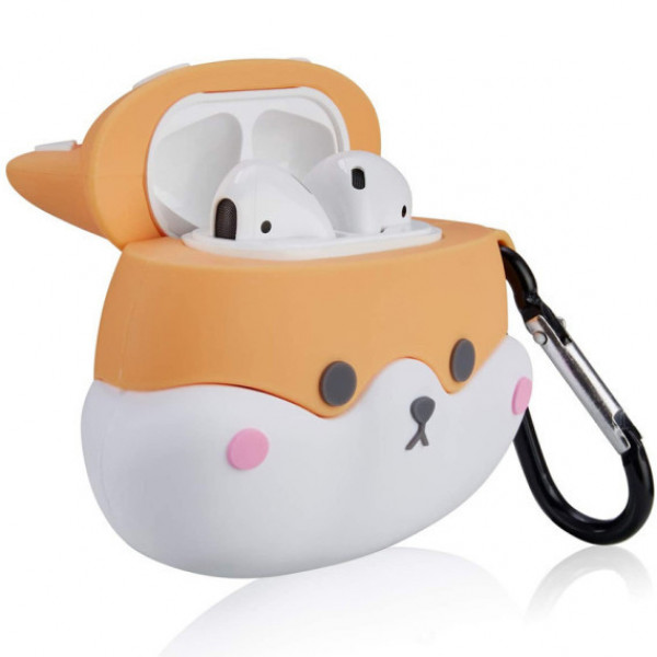 Силіконовий захисний 3D чохол для кейсу навушників Apple AirPods з карабіном