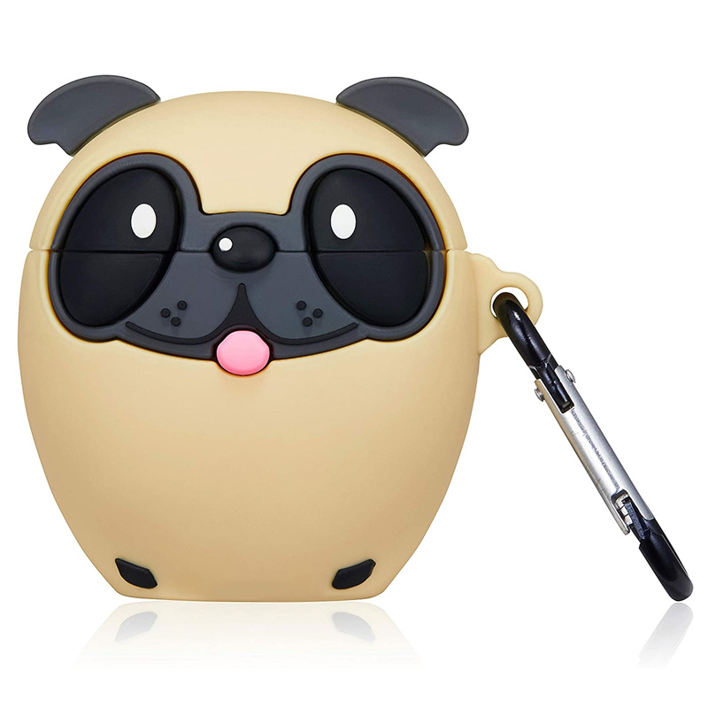 Силіконовий захисний 3D чохол для кейсу навушників Apple AirPods з карабіном - мініатюра 2