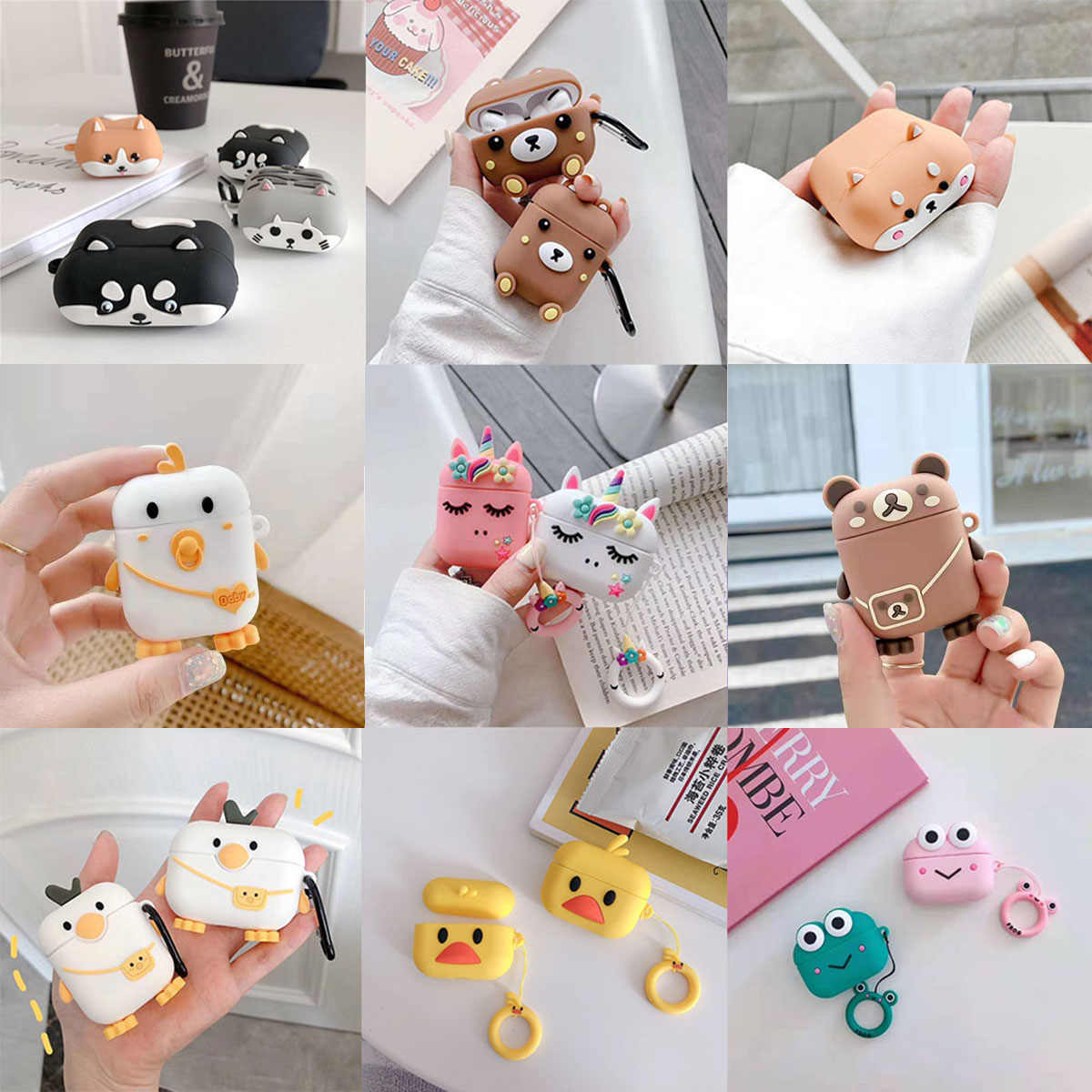 Силіконовий захисний 3D чохол для кейсу навушників Apple AirPods з карабіном - мініатюра 9