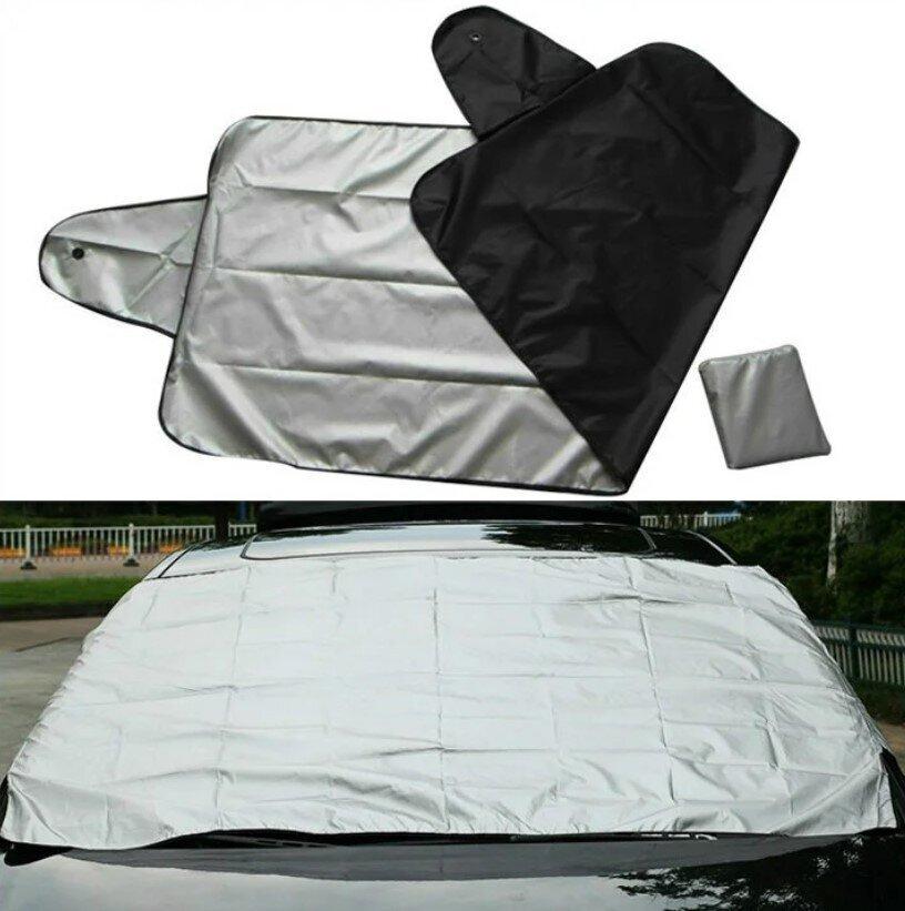 Автомобільна накидка – чохол на лобове скло ∙ Двостороння захисна накидка – тент від пилу та зледеніння скла автомобіля - мініатюра 6
