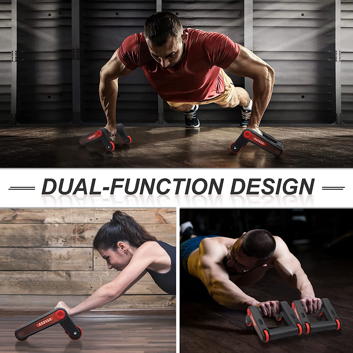 Ролери для фітнесу та спорту Lutino Wheel rollers push up Bars Workout ∙ Упори – ролики для віджимань, зміцнення преса та всього тіла - мініатюра 2