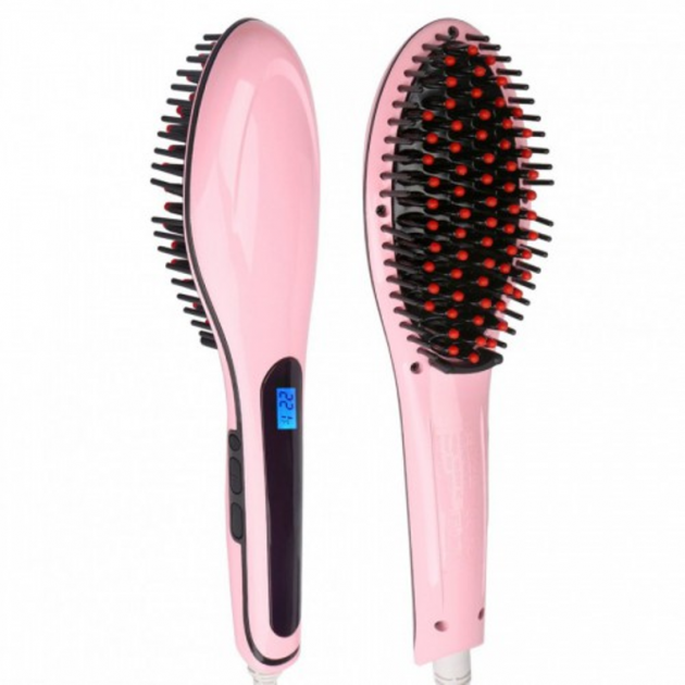 Електрична щітка-випрямляч Fast Hair Straightener HQT-906 Фен-щітка для випрямлення та укладки волосся з LED дисплеєм та регулюванням температури - мініатюра 2