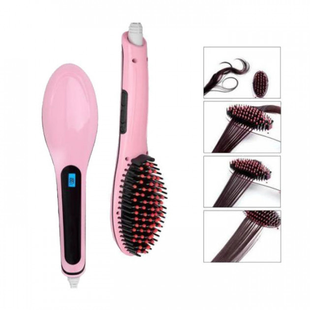 Електрична щітка-випрямляч Fast Hair Straightener HQT-906 Фен-щітка для випрямлення та укладки волосся з LED дисплеєм та регулюванням температури - мініатюра 4