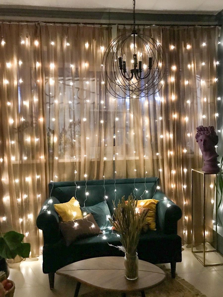 Гірлянда штора Водоспад на вікно Холодний білий колір свічення, 3х2м 240 LED з конектором