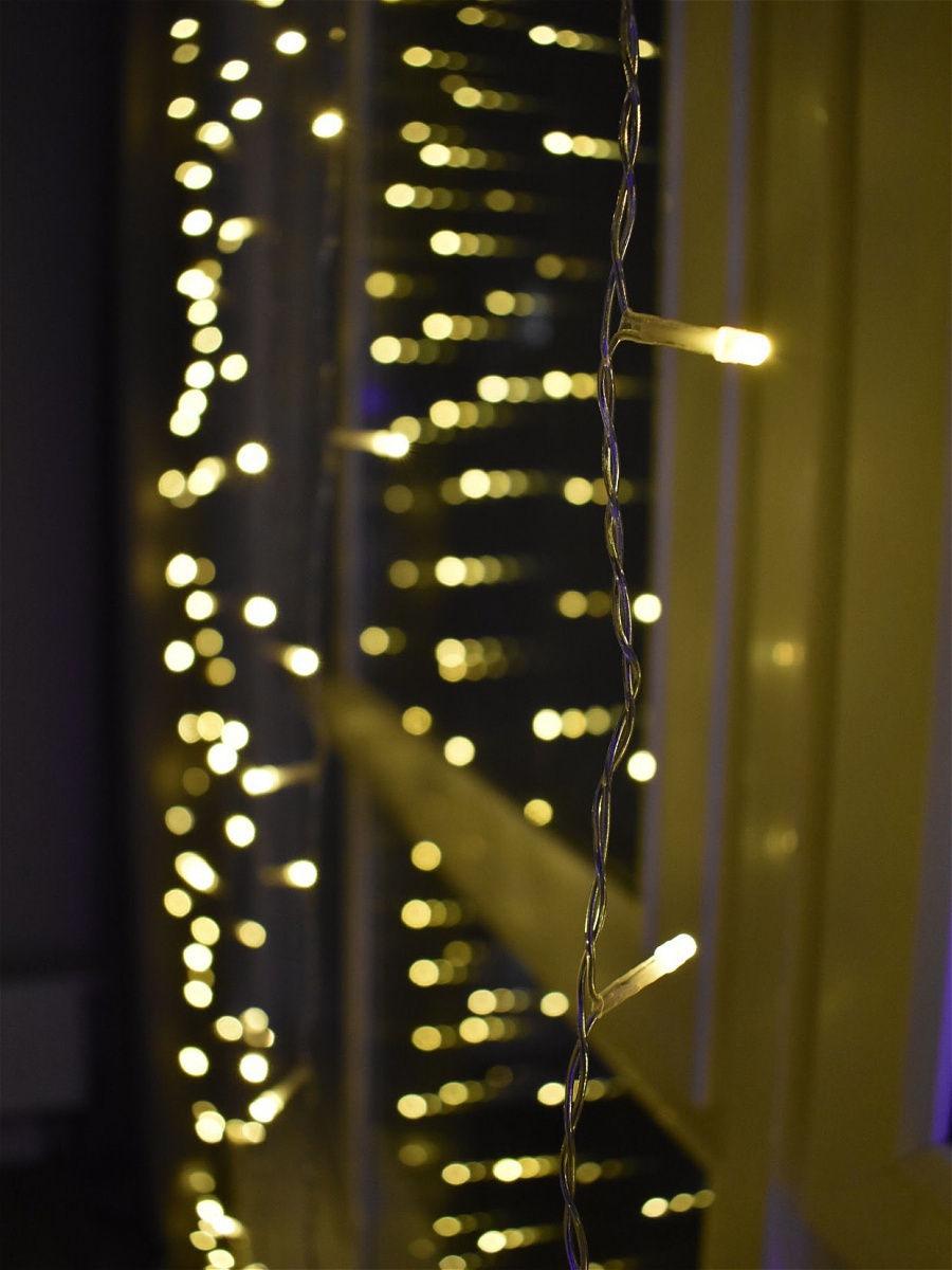 Гірлянда штора Водоспад на вікно Холодний білий колір свічення, 3х2м 240 LED з конектором - мініатюра 3