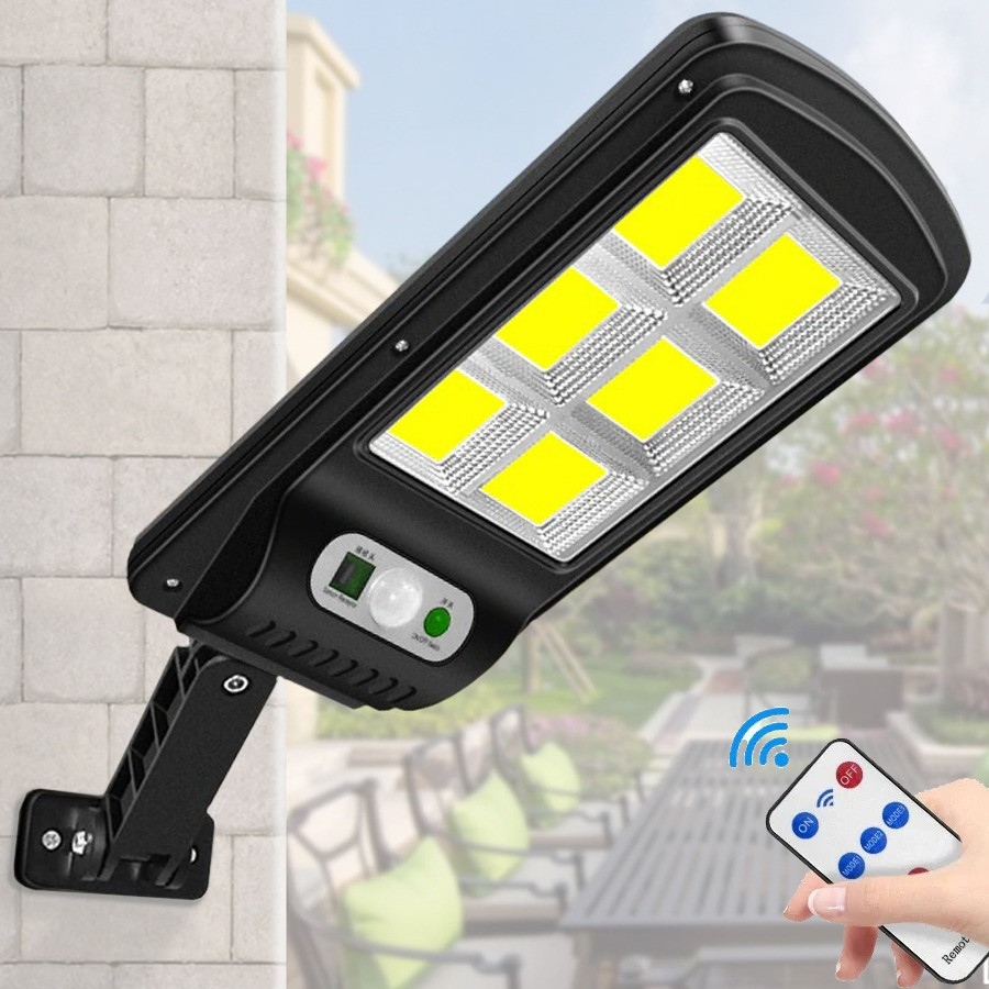 Вуличний ліхтар із сонячною панеллю LED Solar Street Light BL BK 120-6COB ∙ Акумуляторний світильник з датчиком руху та пультом 2200mA на сонячній батареї - мініатюра 2