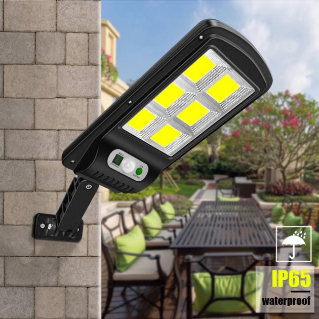 Вуличний ліхтар із сонячною панеллю LED Solar Street Light BL BK 120-6COB ∙ Акумуляторний світильник з датчиком руху та пультом 2200mA на сонячній батареї - мініатюра 6