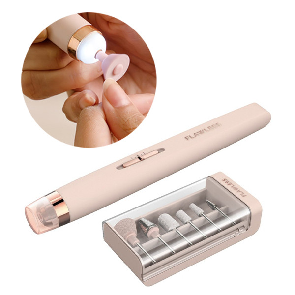Фрезер домашній портативний для манікюру та педикюру Flawless Salon Nails ∙ Набір для манікюру Фрезер – ручка з набором фрез, 5 насадок - мініатюра 2