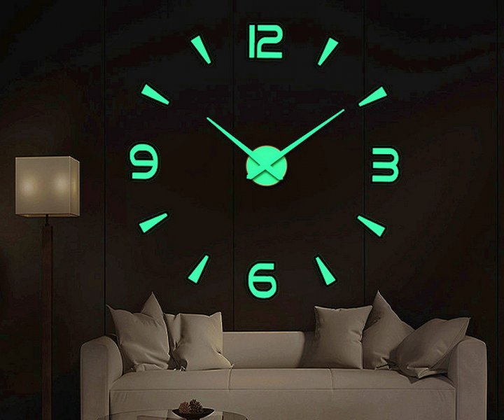 Великий настінний 3D розбірний годинник, що світиться в темряві 'Зроби сам' ∙ діаметр від 70 до 150 см - мініатюра 7