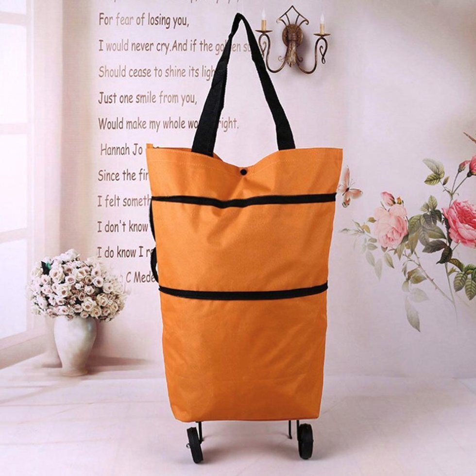 Складна господарська сумка - трансформер 2 в 1 Шоппер + візок на коліщатках для продуктів - мініатюра 3