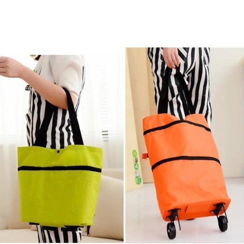 Складна господарська сумка - трансформер 2 в 1 Шоппер + візок на коліщатках для продуктів - мініатюра 4