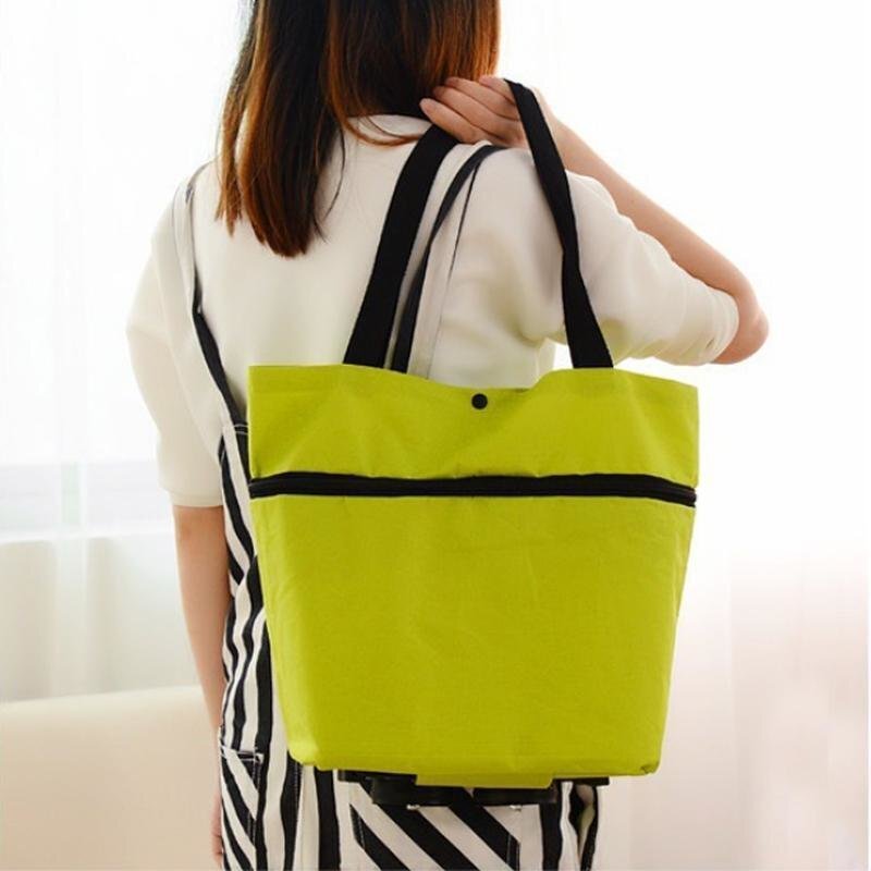 Складна господарська сумка - трансформер 2 в 1 Шоппер + візок на коліщатках для продуктів - мініатюра 5