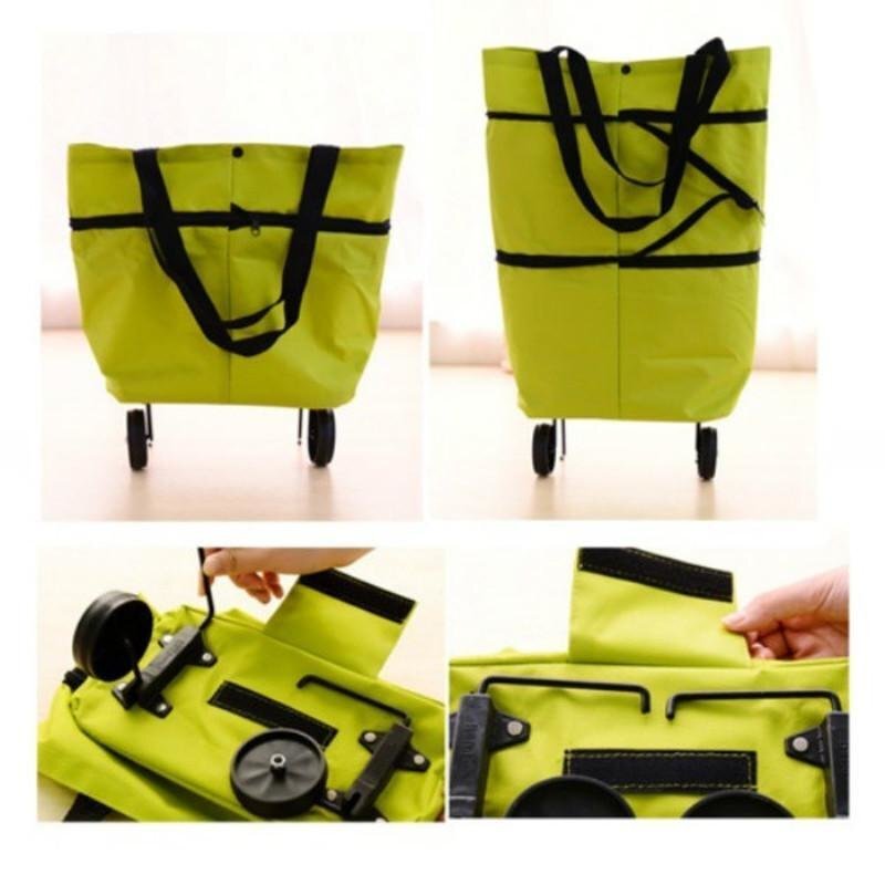 Складна господарська сумка - трансформер 2 в 1 Шоппер + візок на коліщатках для продуктів - мініатюра 7