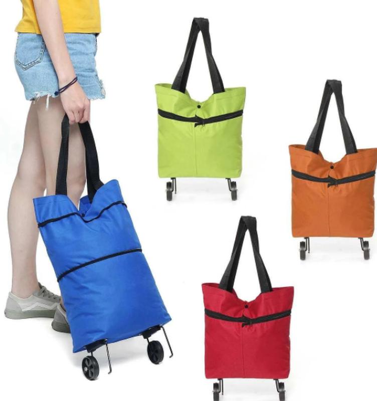Складна господарська сумка - трансформер 2 в 1 Шоппер + візок на коліщатках для продуктів - мініатюра 9