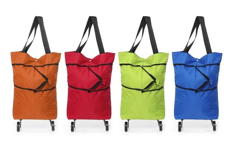 Складна господарська сумка - трансформер 2 в 1 Шоппер + візок на коліщатках для продуктів - мініатюра 12