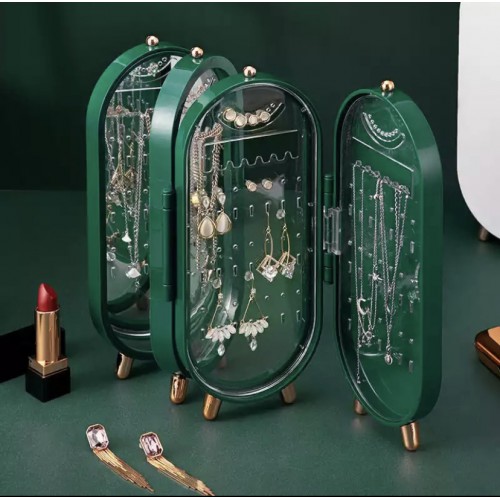 Складна скринька – органайзер для зберігання ювелірних прикрас ∙ Підставка тримач ювелірних виробів та біжутерії з дзеркалом у вінтажному стилі